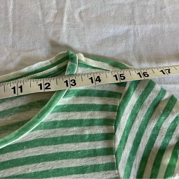 Calypso St. Barth Green and White Linen Short Sleeve Tee Womens Sz XS EUC - Picture 10 of 14